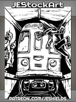 Man In Suit Jumps Across Oncoming Subway With Two Thugs In Pursuit by Jeshields