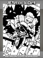 Man In Suit Jumps Thru Window With Both Arms Crossed by Jeshields