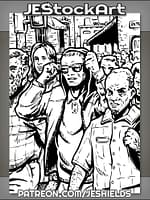 Man With Sunglasses And Hoodie Blends Into The Crowd by Jeshields