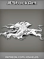 Aquatic Tentacled Leviathan Monster Swims With Outstretched Arms by Jeshields