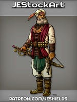 Eastern Diplomat In Turban And Bells With Flintlock Pistol And Saber by Jeshields