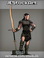 Elven Warrior Woman With Spear Sword And Dreads by Jeshields