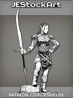 Elven Warrior Woman With Spear Sword And Dreads by Jeshields