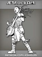 Female African Rock Bard With Modified Kora And Dreads by Jeshields