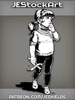 Scary Child With Neck Mouth Carrying Bloody Holepunch by Jeshields