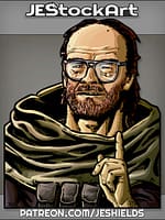 Bald Survivalist With Glasses Tries To Make A Point by Jeshields