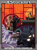 Espionage Agent With Tie On Motorcycle Collage by Jeshields