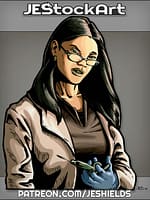 Sinister Woman In Glasses And Lab Coat With Needle by Jeshields