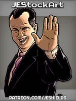 Smiling Politician With Balding Curly Hair Waves by Jeshields