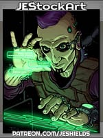 Cyberpunk Hacker With Dark Eyes Using Digital Screen And Keyboard by Jeshields