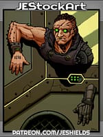 Cyberpunk Prowler With Dreads And Digital Eyes Phases Through Wall by Jeshields