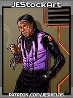 Native American Smoking Business Man With Cybernetic Arm And Braids by Jeshields