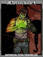 Skull Faced Gang Banger With Cybernetic Arm And Powered Fist Near Chains by Jeshields