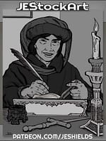 Scholar With Book And Quill By Candle by Jeshields