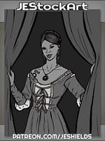 Maiden With Clockwork Tattoo Closing Curtains by Jeshields