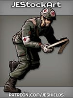 Bloody Medic Running While Unrolling Tape by Jeshields