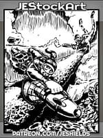 Scube Divers In Underwater Chase With Harpoon by Jeshields