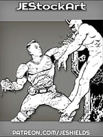 Berzerk Quinn Throat Punches Imp Unaware Of Caco Demon NoBG by Jeshields