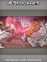 Villain Versus Hero Group Fight by Jeshields