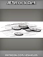 Coins Stacked On Wooden Surface by Jeshields