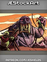 Royal Archer Protects Giant Monster From Armored Soldier by Jeshields