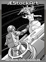 Astronaut Leaves Port To Discover Floating Woman In Space by Jeshields