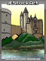 Castle with Bridge and Tower Near Moat by Jeshields