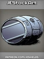 Toppled Metal Barrel with Circle Panel by Jeshields