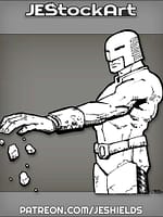 Helmed Super with Armband Levitates Rock by Jeshields