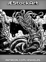 Giant Worm Deity Destroys Buildings by Jeshields