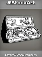 Open Chest Full Of Books Scrolls and Gear by Jeshields