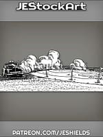 Classic Cop Car Speeds on a Dusty Road by Jeshields