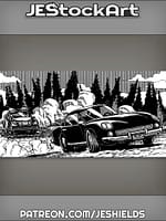 Cop Chases Sports Car on a Dusty Road by Jeshields