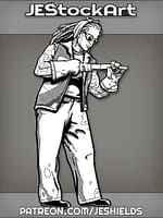 FemaleMechanicWithTattoosAndBandanaWorksWhileWearingGoggles by Jeshields