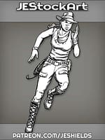 FemaleTreasureHunterRunningWithHatAndWhip by Jeshields