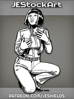 PoliceNegotiatorWithShortDarkHairCommunicatesWithHerHands by Jeshields