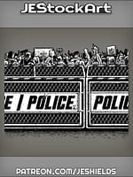 Protesting Mob Behind Police Fence by Jeshields
