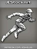 RunnerCarryingBagWearsGasMaskAndTinHat by Jeshields