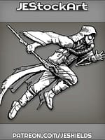 RunnerCarryingStaffWearsGasMaskAndHoodedTrenchcoat by Jeshields