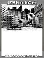 Urban City Square with Vegetation by Jeshields