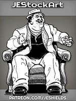 WildEyedCrimeBossInChairWithFacialHairAndHat by Jeshields
