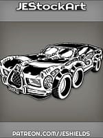 SleekBlackMuscleCarWithTentacleDecorAndSixWheels by Jeshields