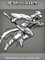 RunnerCarryingTechStaffWearsGasMaskAndTrenchcoat by Jeshields