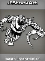 TentacledCreatureRunningWithCyberneticBrain by Jeshields