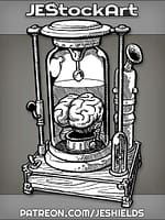 PreservedBrainInGlassJarWithContraptionsAndBulb by Jeshields