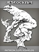 Crouching Frog Lycanthrope with Claws by Jeshields