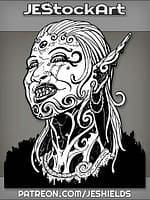 Elven Witch Queen With Hollow Skin Tattoos by Jeshields