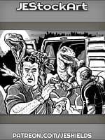 Velociraptors Attack Victims from Van Doors by Jeshields