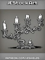 Gothic Candelabra with Lit Candles by Jeshields