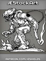 Hunched Alien With Bulbous Eyes And Blaster by Jeshields